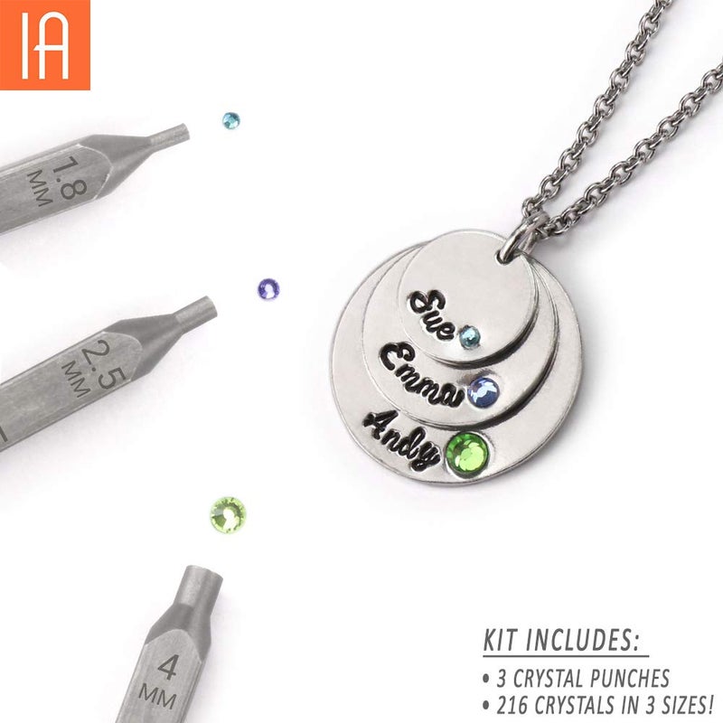 ImpressArt - Crystal Setter Metal Stamping Punches Kit, Includes 216 Birthstone Colored Crystals and 3 Metal Stamping Punches - Image 2